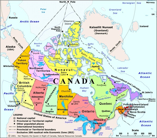 political map of us and canada. U.S.A. Selected Geographical