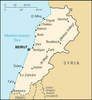 Map of Lebanon